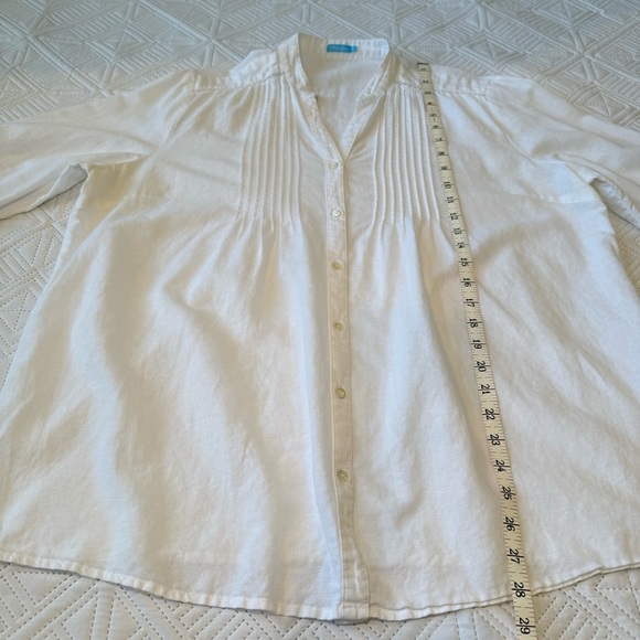 McLaughlin Riviera Linen Blend White Blouse Top Size XL - Picture 5 of 9